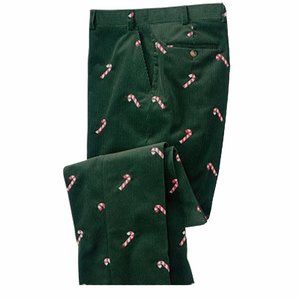 NEW Sold Out $189 Orvis Holiday Cords (Pants)!  42  Green With Xmas Candy Canes